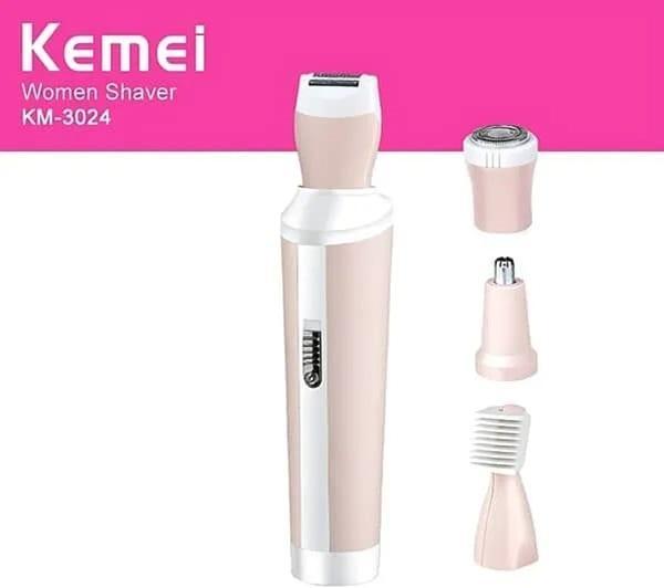 Kemei KM-3024 Rechargeable 4-in-1 Hair Shaver Pink for Women