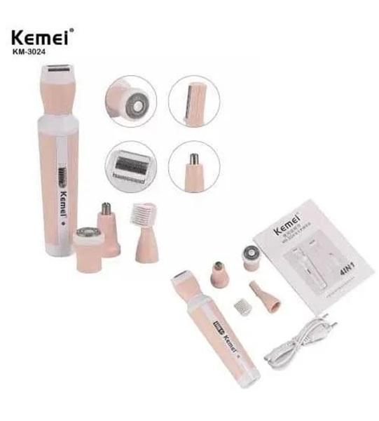 Kemei KM-3024 Rechargeable 4-in-1 Hair Shaver Pink for Women