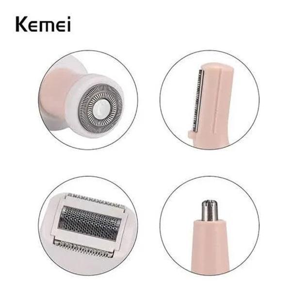 Kemei KM-3024 Rechargeable 4-in-1 Hair Shaver Pink for Women