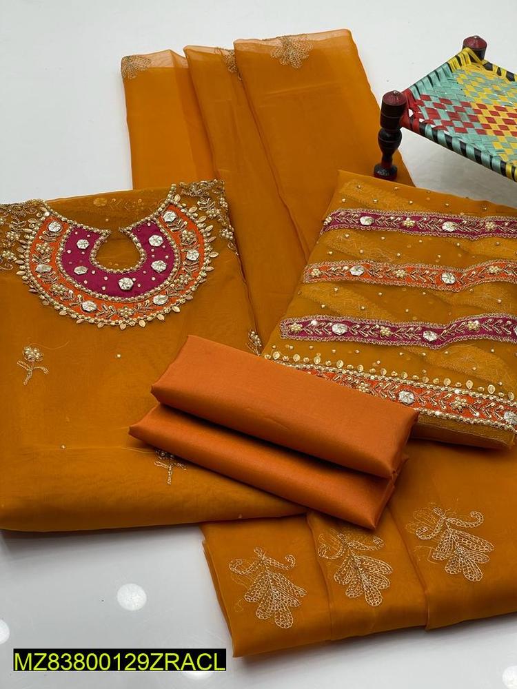 Organza Suit with Heavy Embroidery for Weddings & Festivals