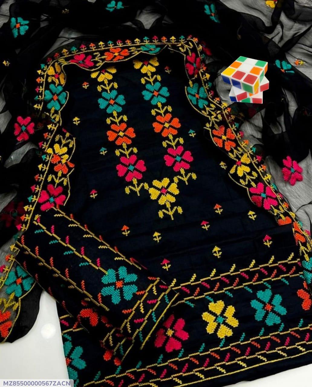 Black Chikankari Embroidered 3-Piece Suit for Weddings