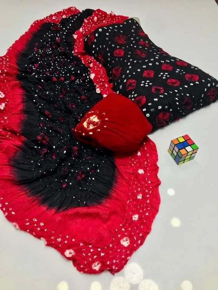 3-Piece Printed Linen Suit Red Black for Women