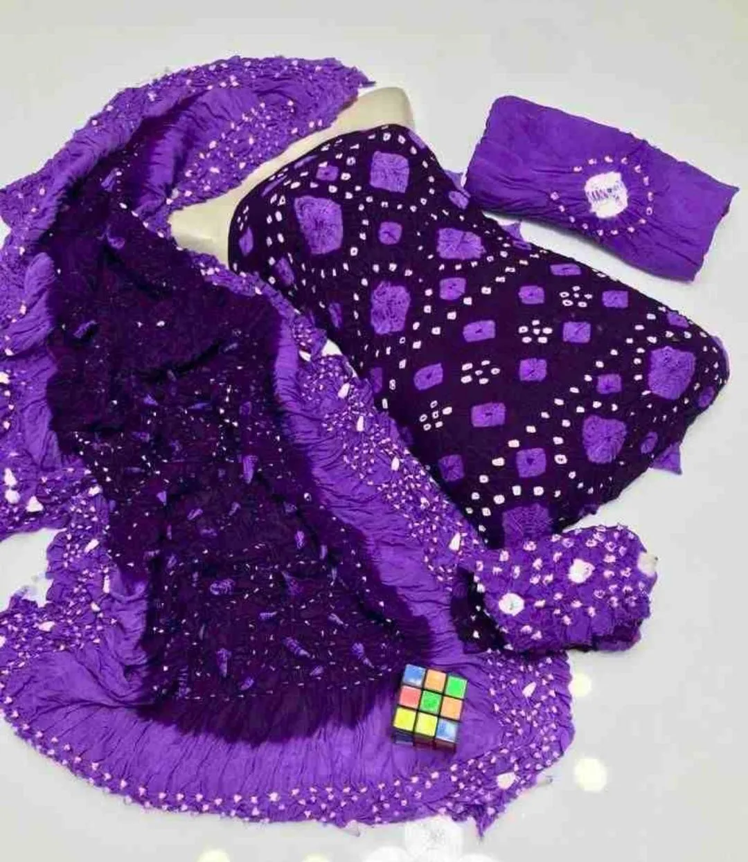 Purple Printed 3-Piece Unstitched Suit for Women
