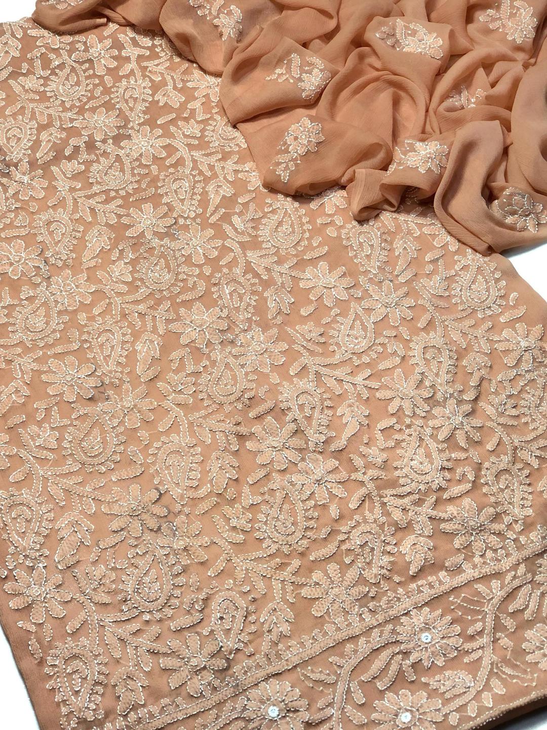 Chikankari Chiffon Suit Mustard Bakra Eid Muharram