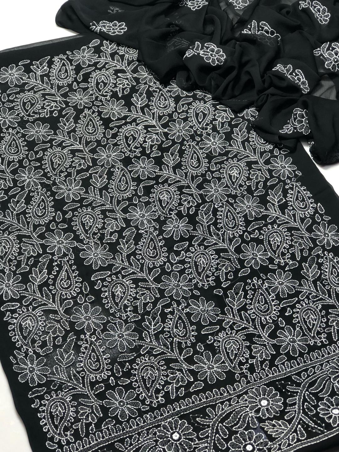 2 Pcs Women's Unstitched Chikankari Embroidered Suit