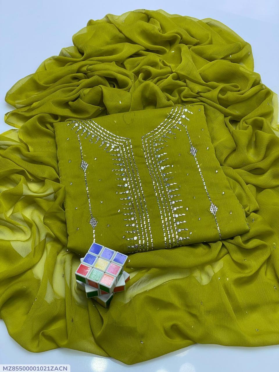 Green Chiffon Embroidered Women Suit 2 Pcs