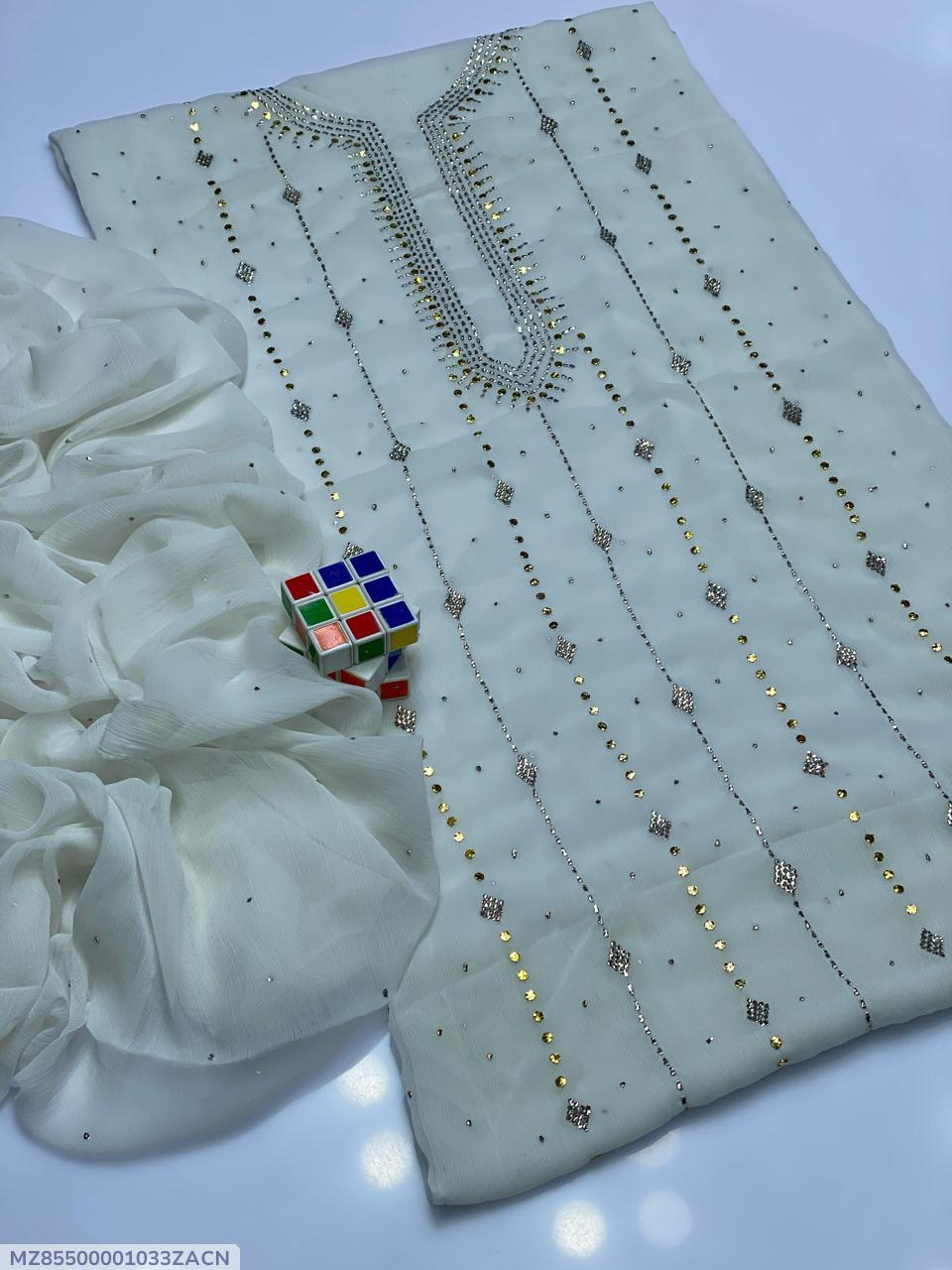 White Chiffon Suit for Pakistani Bridesmaids Wedding Party