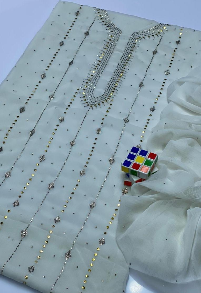 White Chiffon Suit for Pakistani Bridesmaids Wedding Party