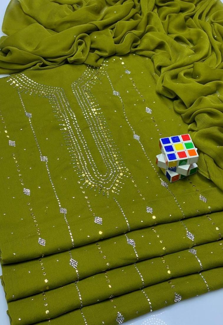 Green Chiffon Embroidered Suit for Women