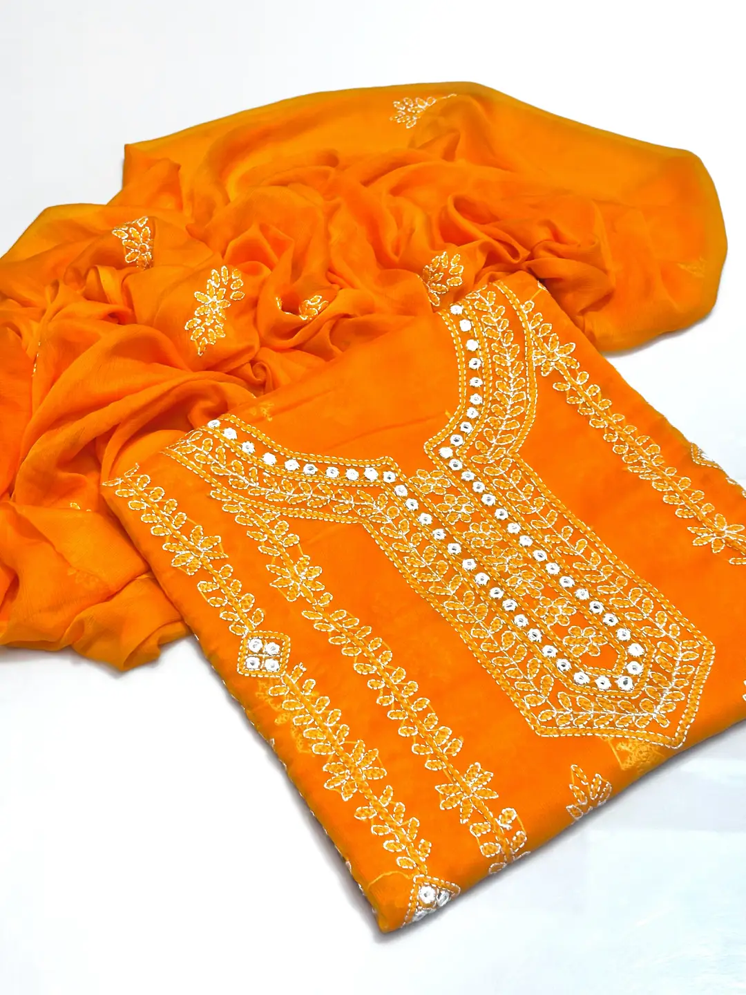 2 Pcs Women's Unstitched Sheesha Work Suit