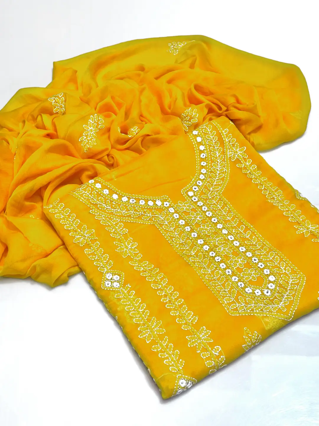 2 Pcs Women's Unstitched Sheesha Work Suit