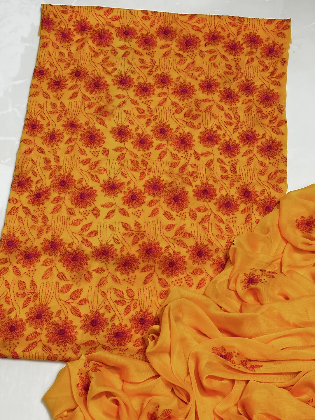 2 Pcs Women's Unstitched Hand Embroidered Suit