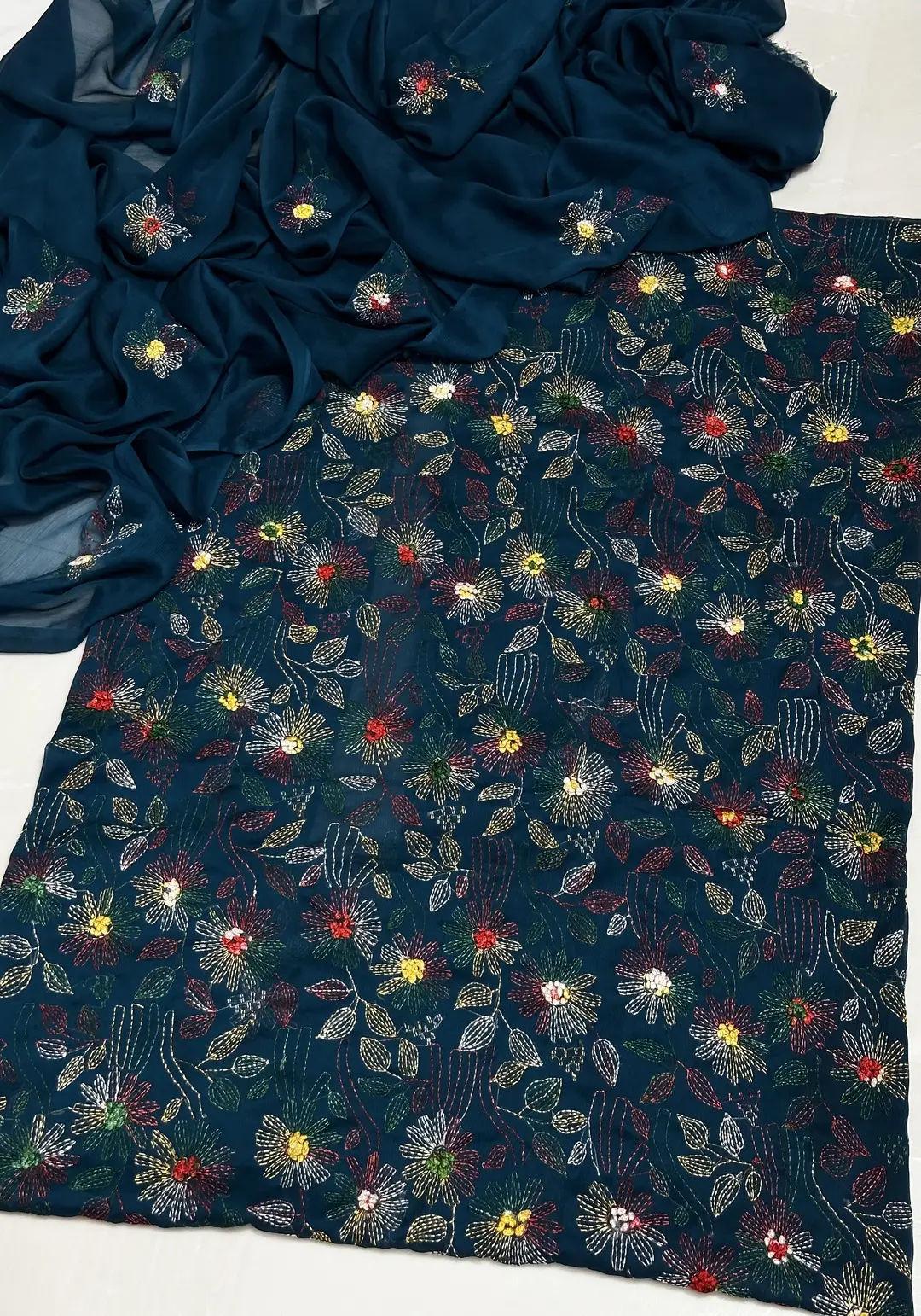 2 Pcs Women's Unstitched Hand Embroidered Suit