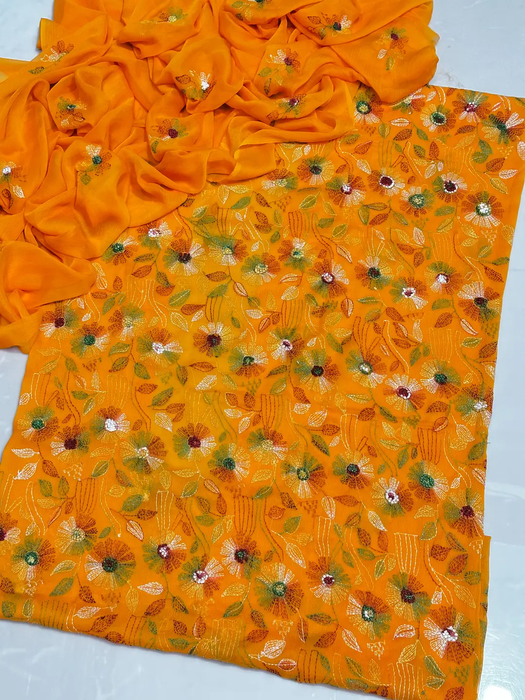 2 Pcs Women's Unstitched Hand Embroidered Suit