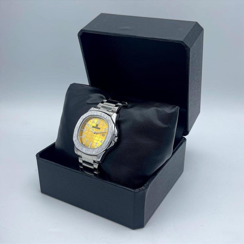 Men's Stainless Steel Analog Watch with Yellow Dial