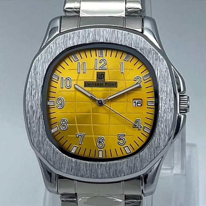 Men's Stainless Steel Analog Watch with Yellow Dial