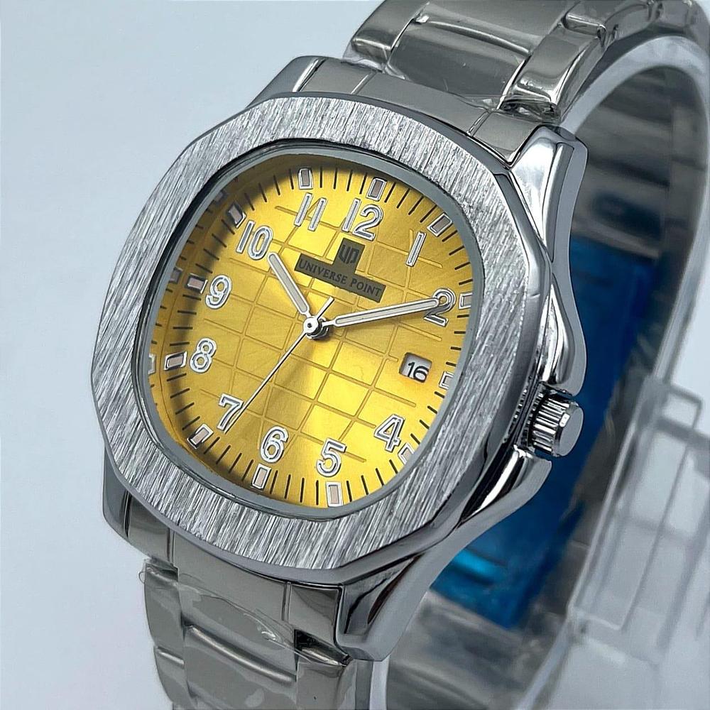 Men's Stainless Steel Analog Watch with Yellow Dial