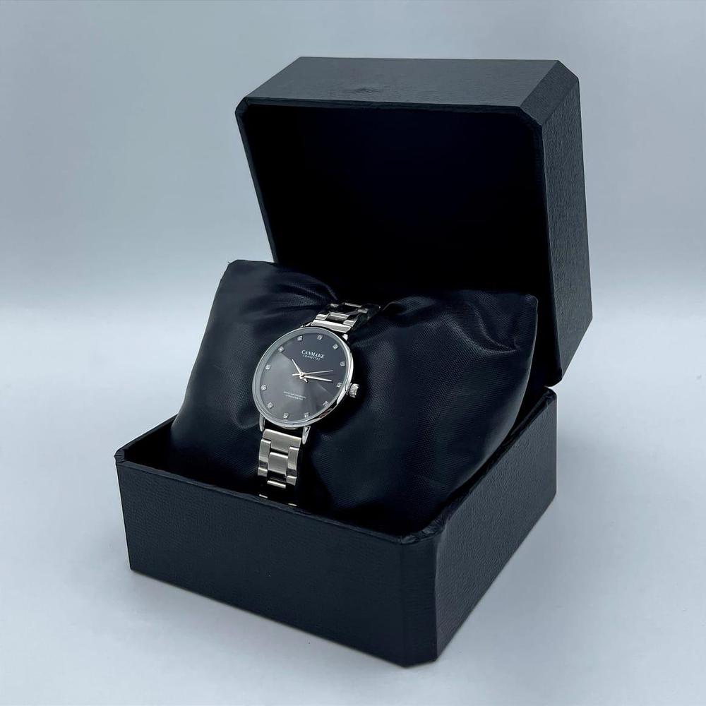 Women Stainless Steel Analogue Watch Dark Blue Crystal Markers