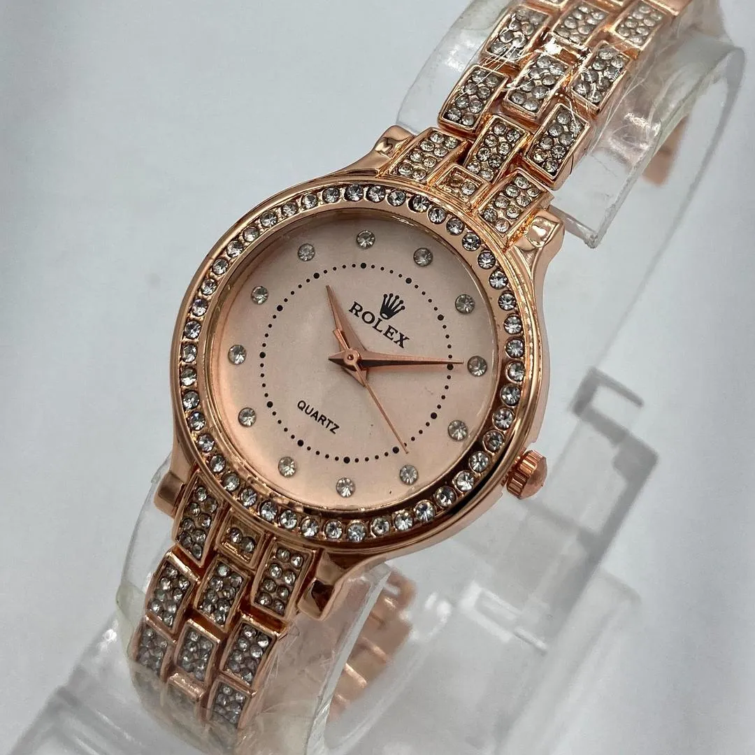 Rose Gold Crystal Watch for Women Wedding Eid Office
