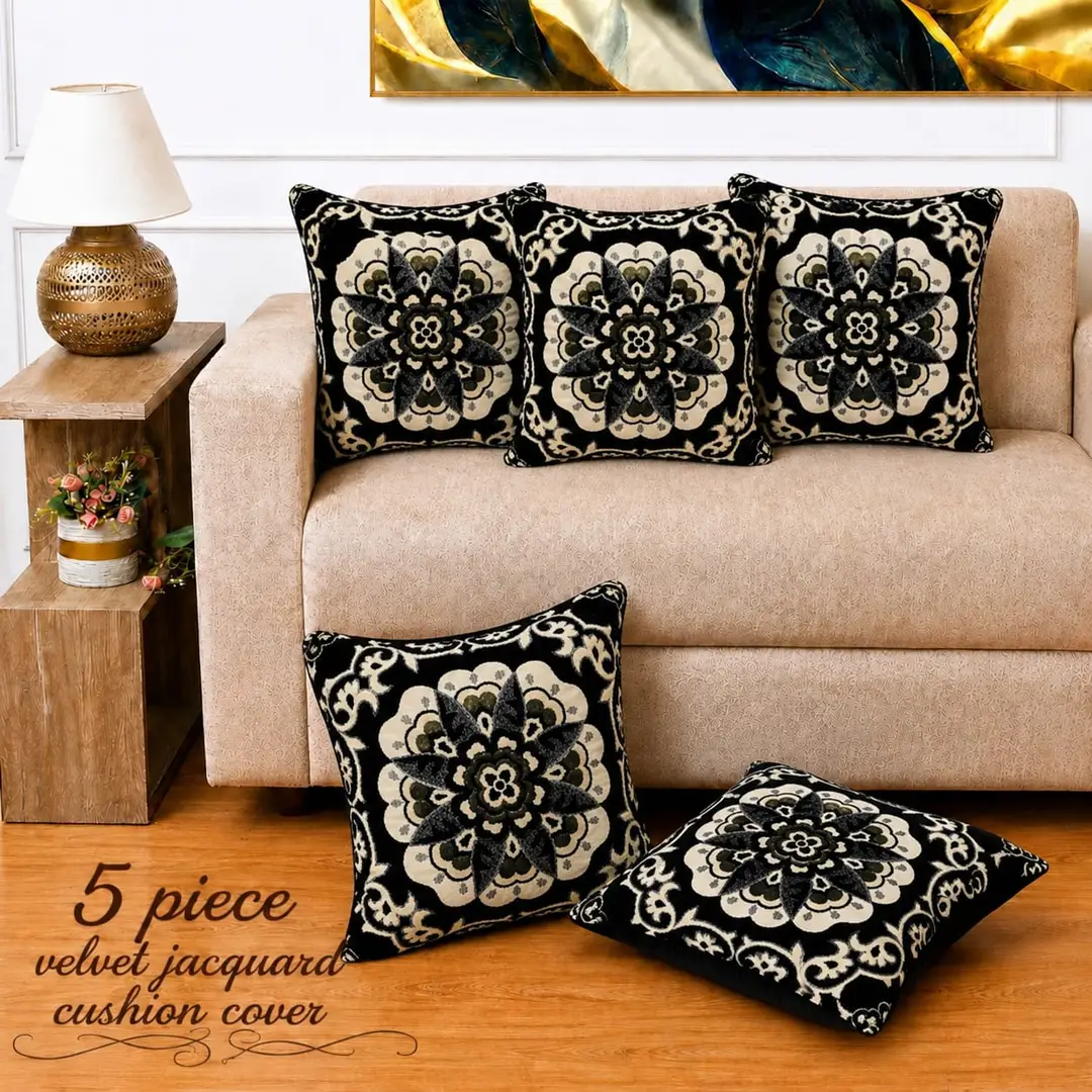 5 Pcs Velvet Jacquard Embroidered Cushion Cover