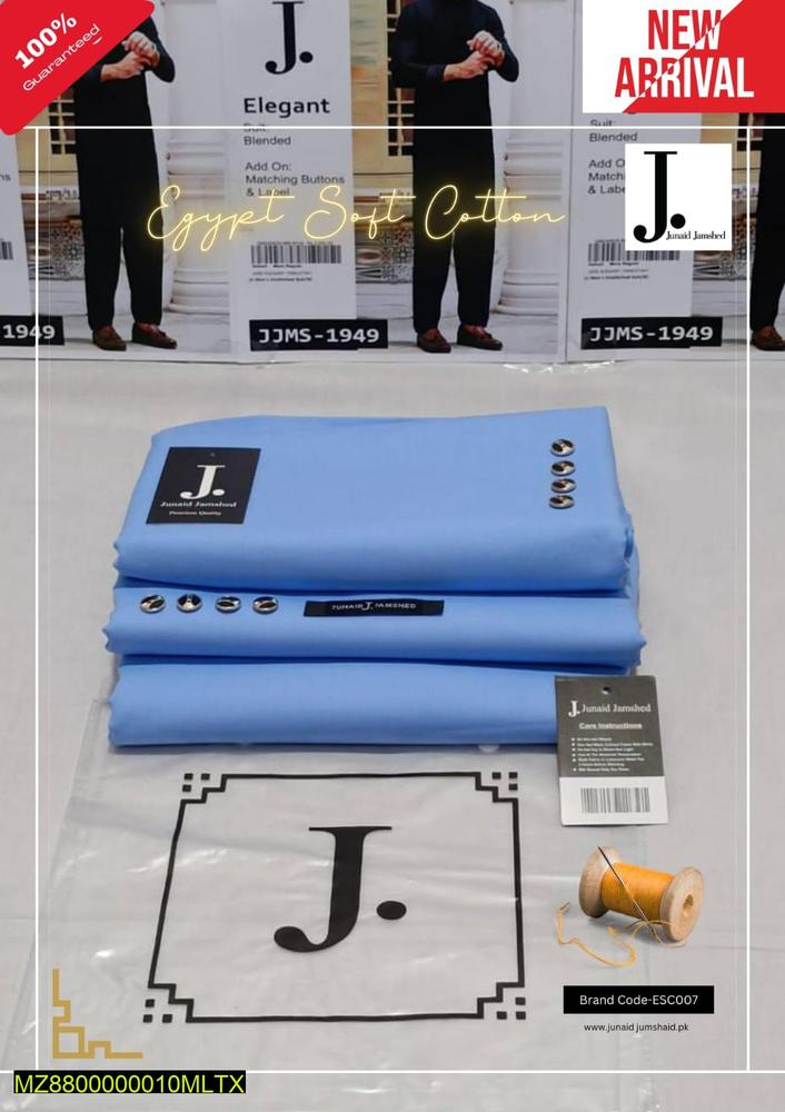 Junaid Jumshed Blue Cotton Suit for Men Summer Wear