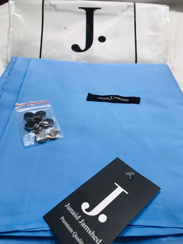 Junaid Jumshed Blue Cotton Suit for Men Summer Wear