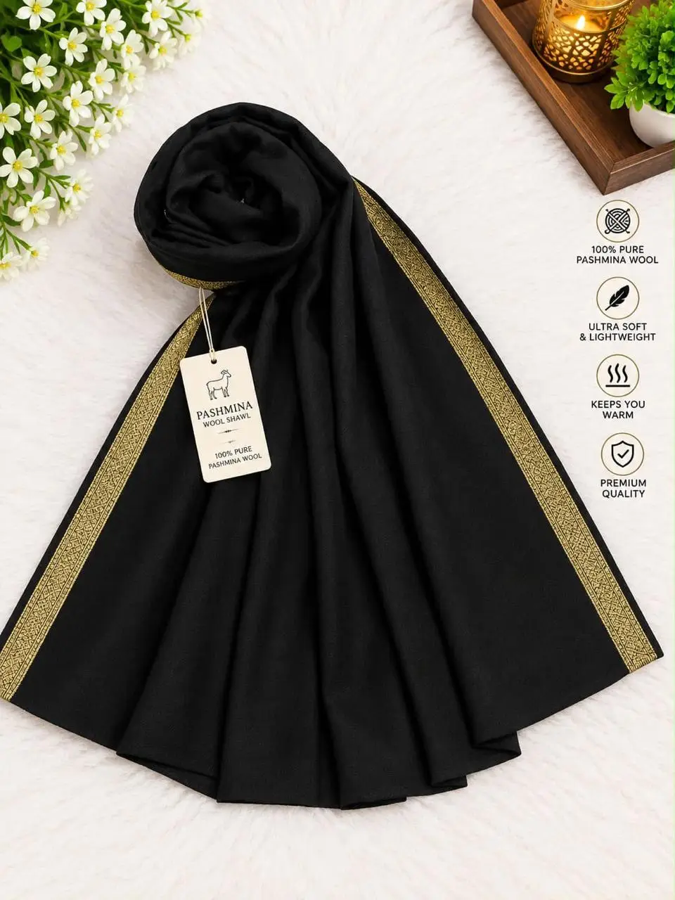 Women's Pashmina Wool Zari Tilla Shawl