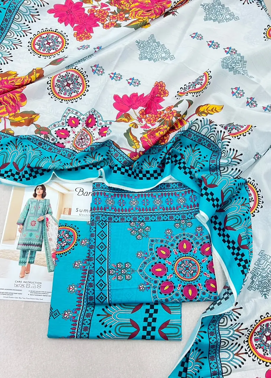 3 Pcs Women's Unstitched Printed Suit
