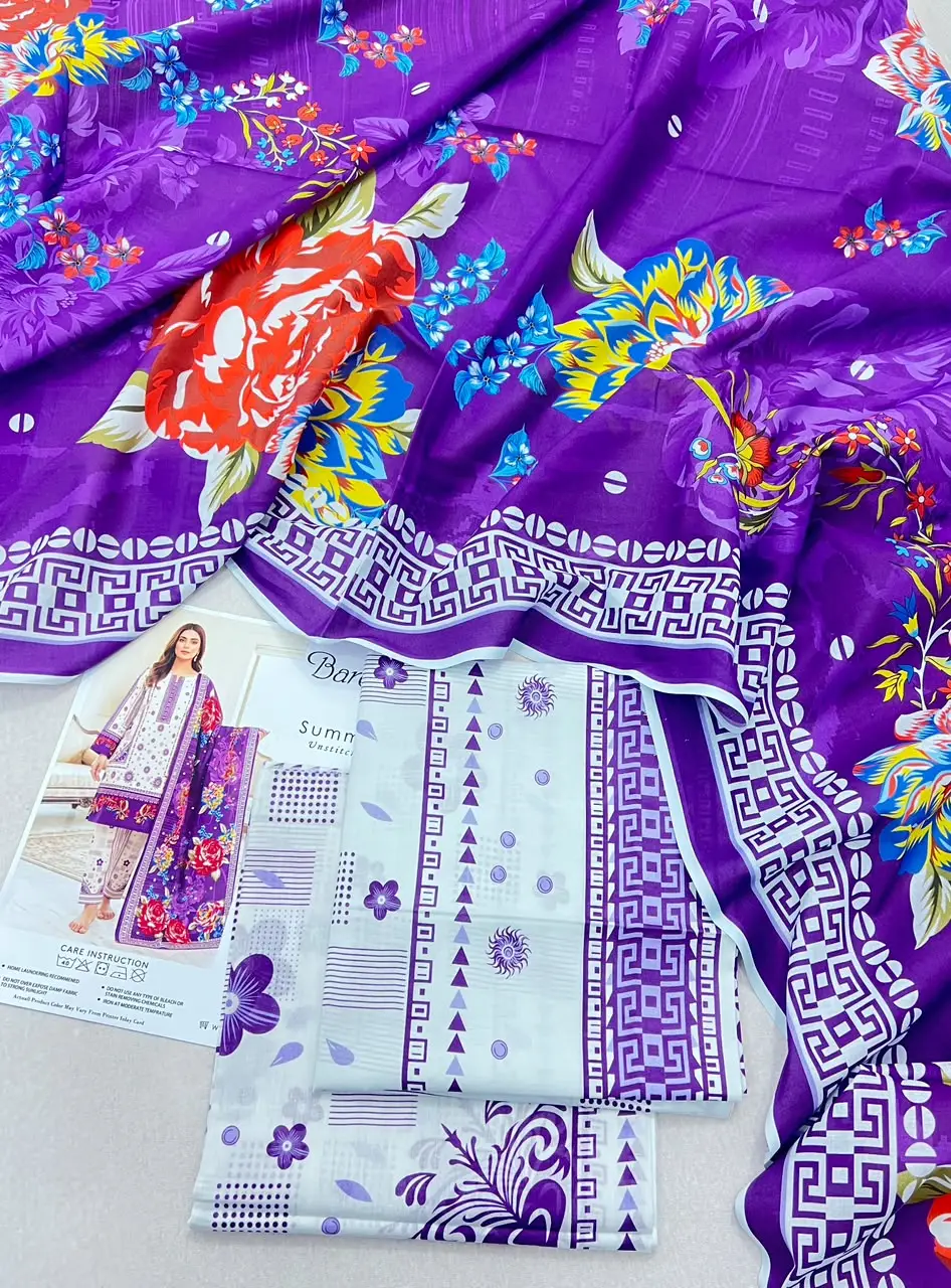 3 Pcs Women's Unstitched Printed Suit