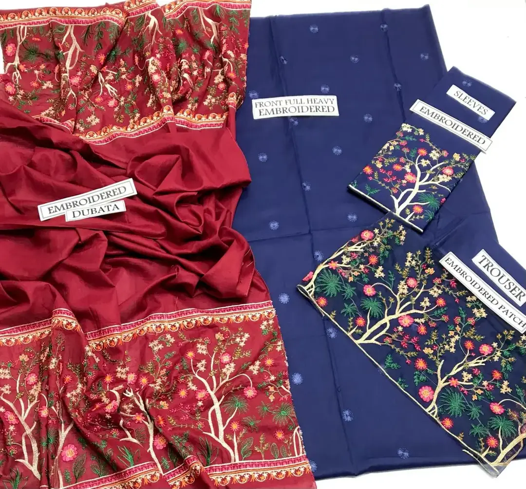 3 Pcs Women's Unstitched Embroidered Suit