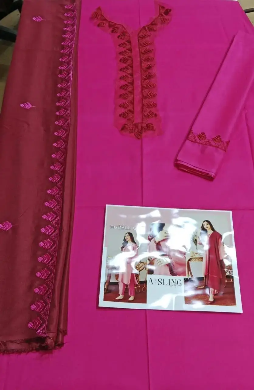 3 Pcs Women's Unstitched Embroidered Suit