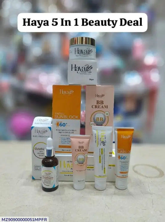 haya 5 in 1 Beauty Deal Face serum Face wash Face cream Night cream Sunblock