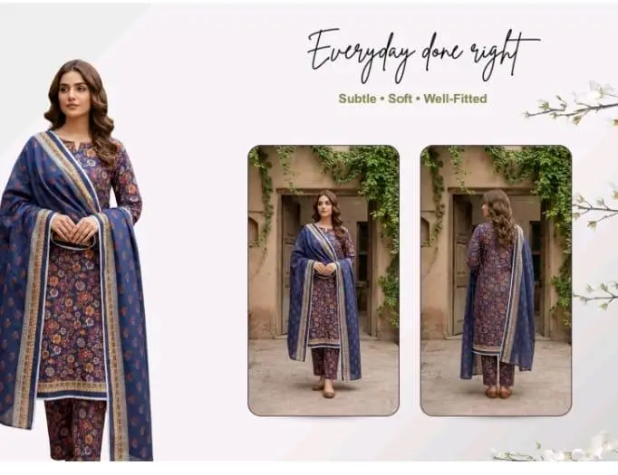 3 Pcs Women's Unstitched Digital Print Suit