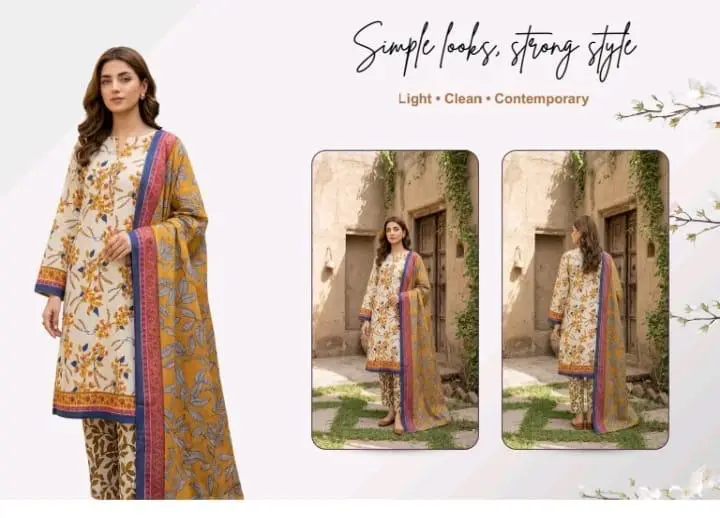 3 Pcs Women's Unstitched Digital Print Suit
