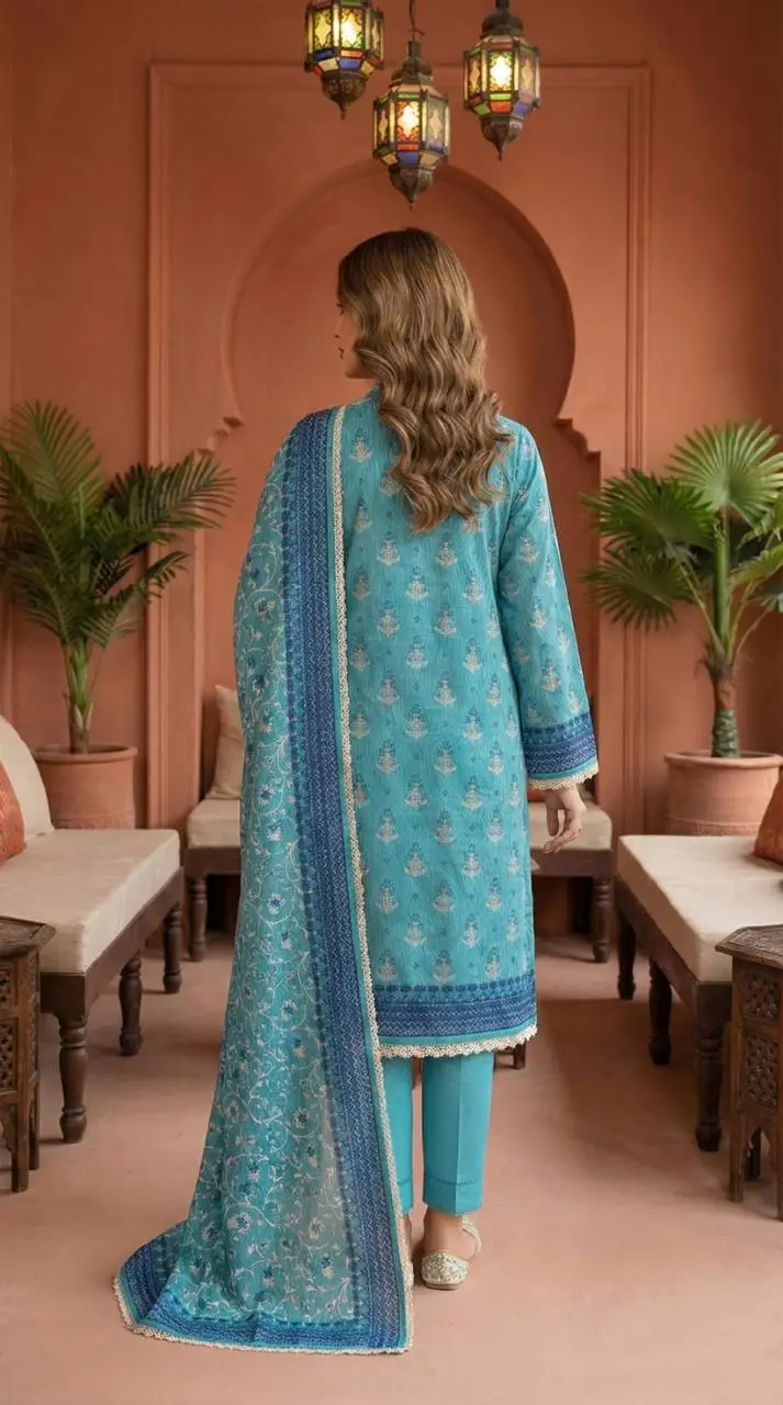 3 Pcs Women's Unstitched Digital Print Suit