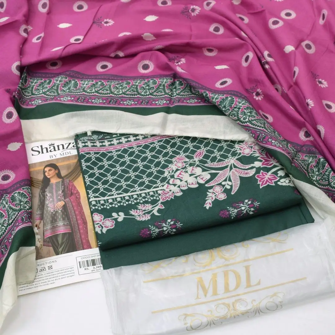 3 Pcs Women's Unstitched Digital Print Suit