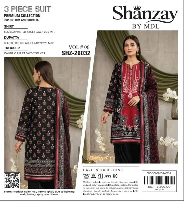 3 Pcs Women's Unstitched Digital Print Suit