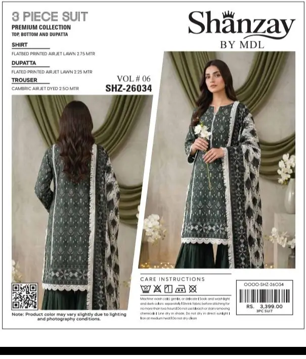 3 Pcs Women's Unstitched Digital Print Suit