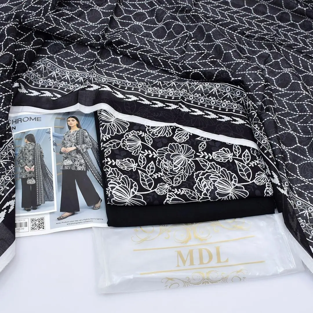 3 Pcs Women's Unstitched Digital Print Suit