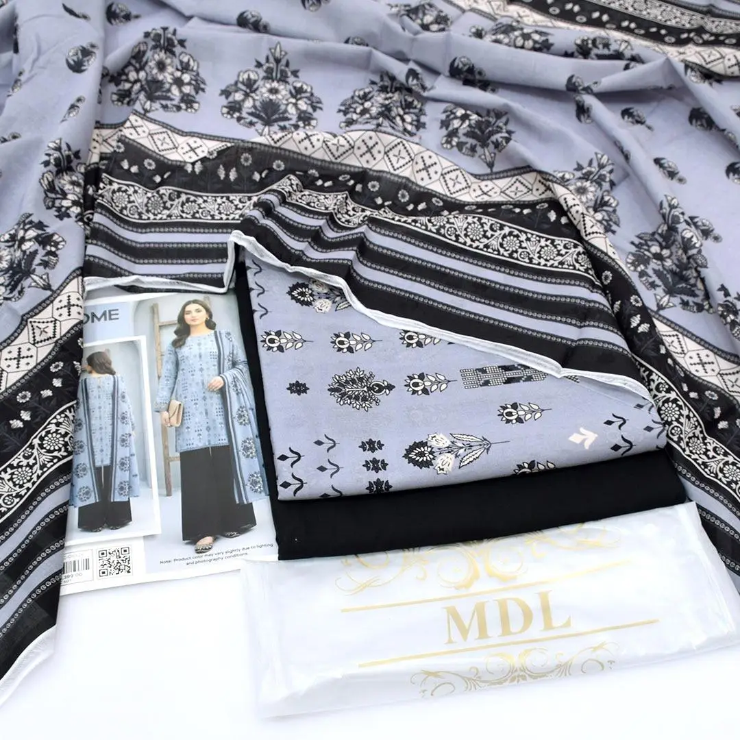 3 Pcs Women's Unstitched Digital Print Suit