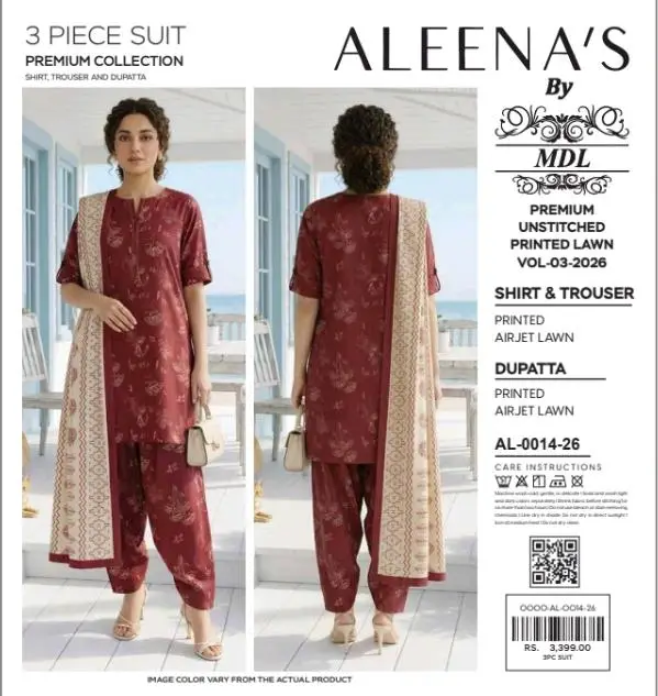 3 Pcs Women's Unstitched Digital Print Suit