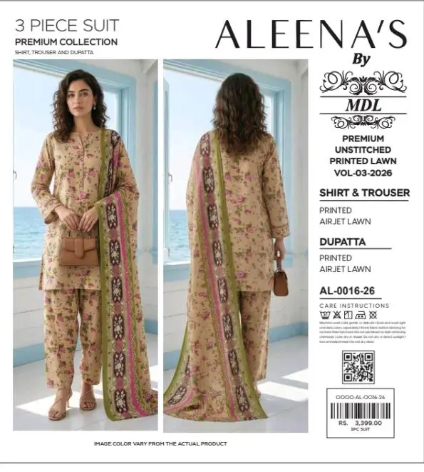 3 Pcs Women's Unstitched Digital Print Suit