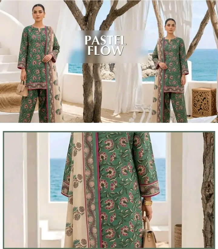 3 Pcs Women's Unstitched Digital Print Suit