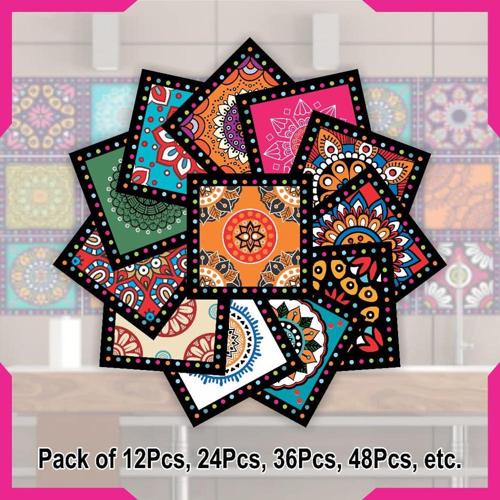 Colorful Mandala Wall Stickers Set of 24