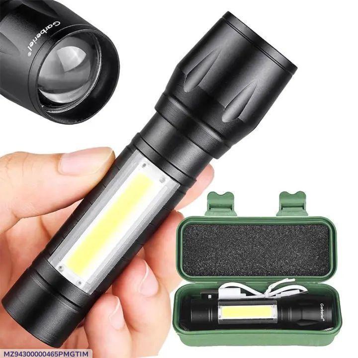 Premium Black Metal Flashlight with Green Case