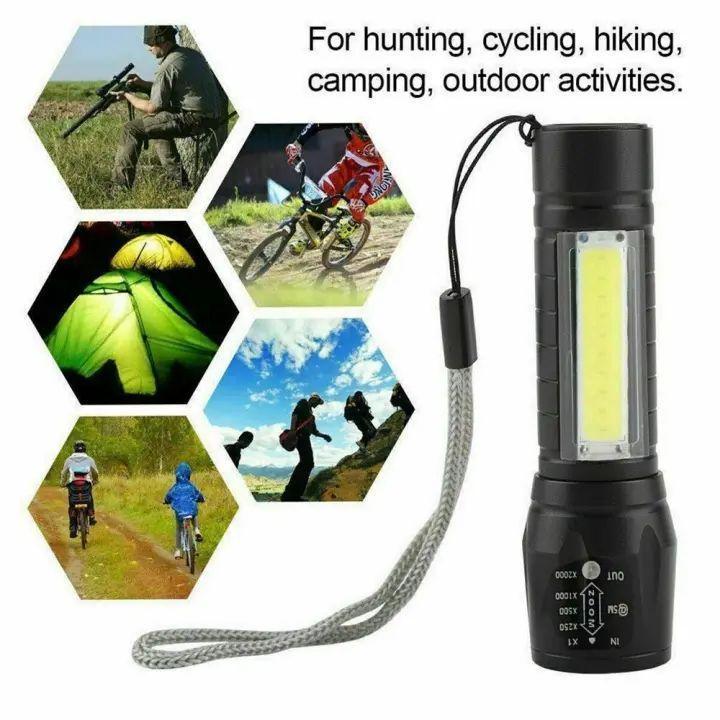 Premium Black Metal Flashlight with Green Case