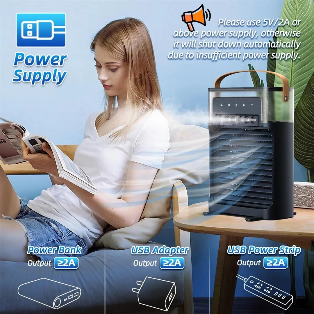 Portable Mini Air Cooler with Remote Control Black