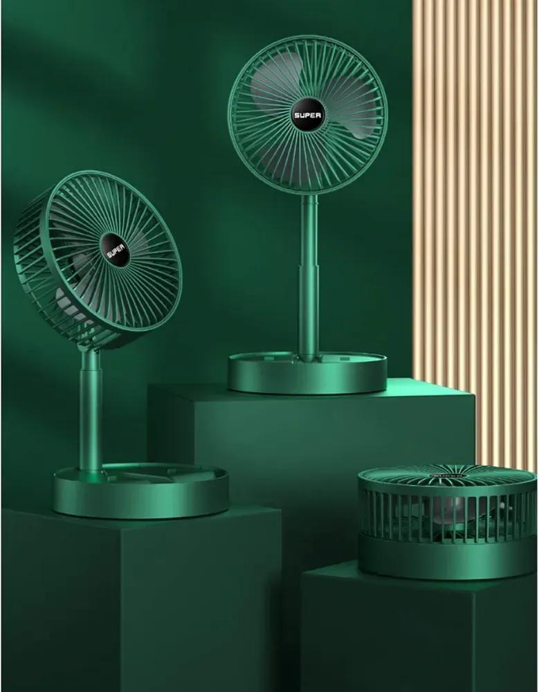Rechargeable Green Desk Fan with USB Power Bank