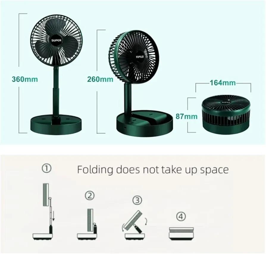 Rechargeable Green Desk Fan with USB Power Bank