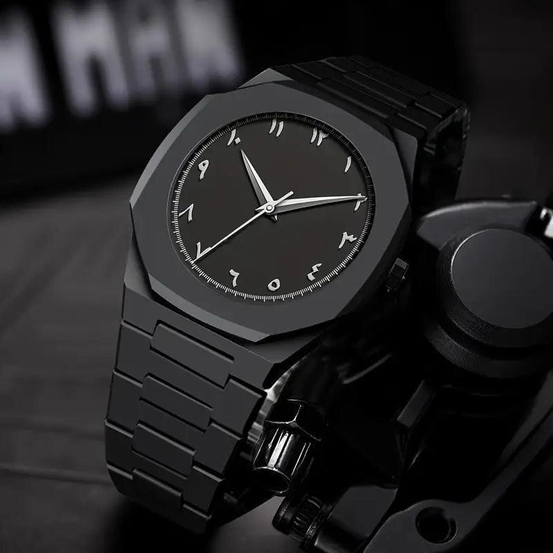 Men's Black Quartz Watch Lightweight Casual Wear
